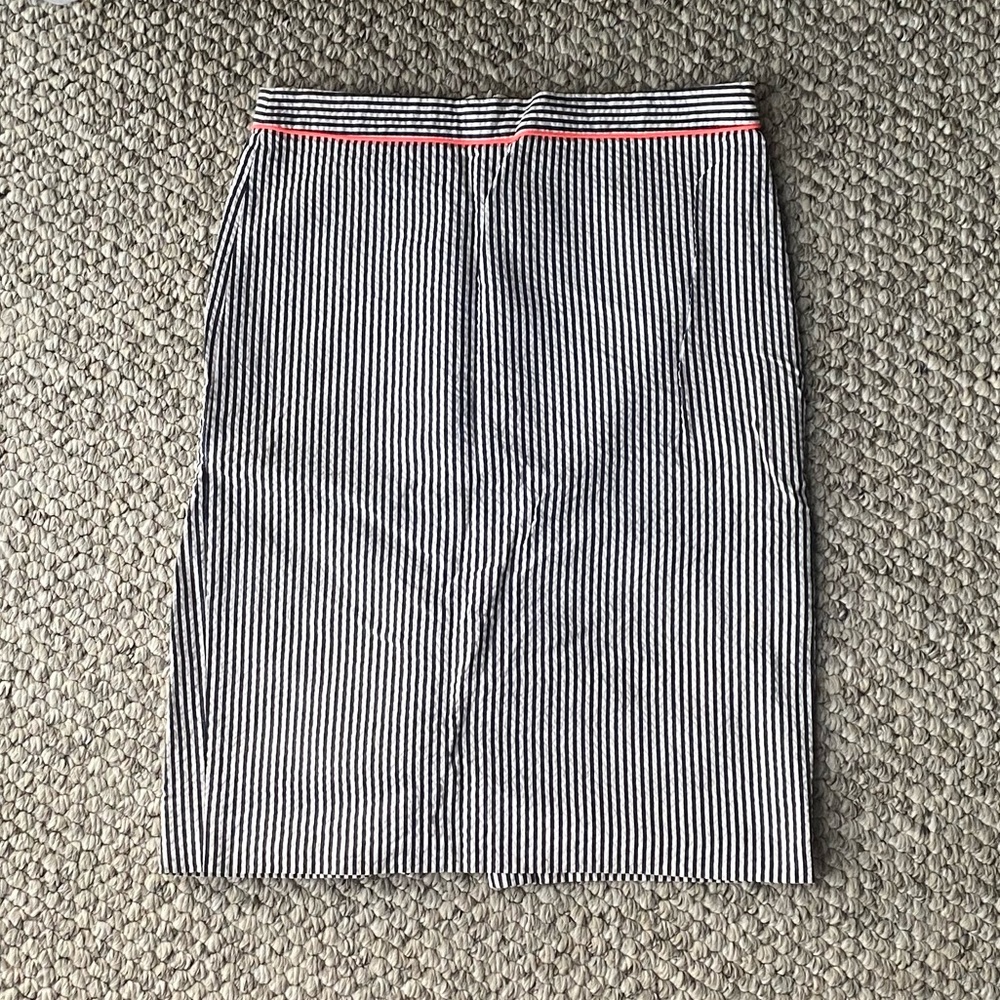 J crew pencil skirt, pin striped / neon